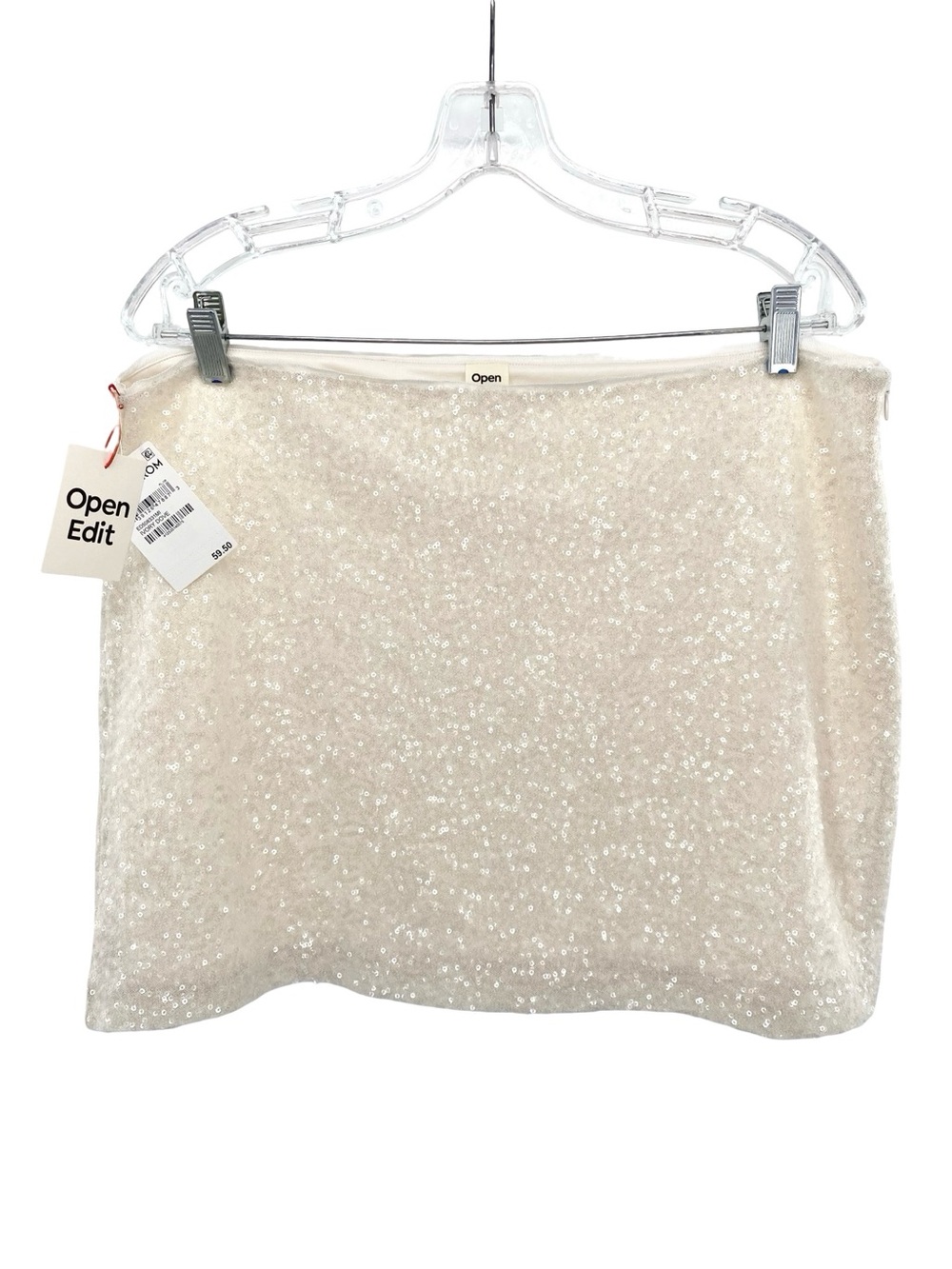 Open Edit Ivory Dove Sequin Mini Skirt New Size Large
